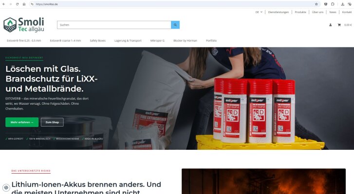 Ab sofort ist der neue B2B-Onlineshop von SmoliTec online. - Neuer SmoliTec B2B-Shop online | Brandschutz &amp; Akkusicherheit